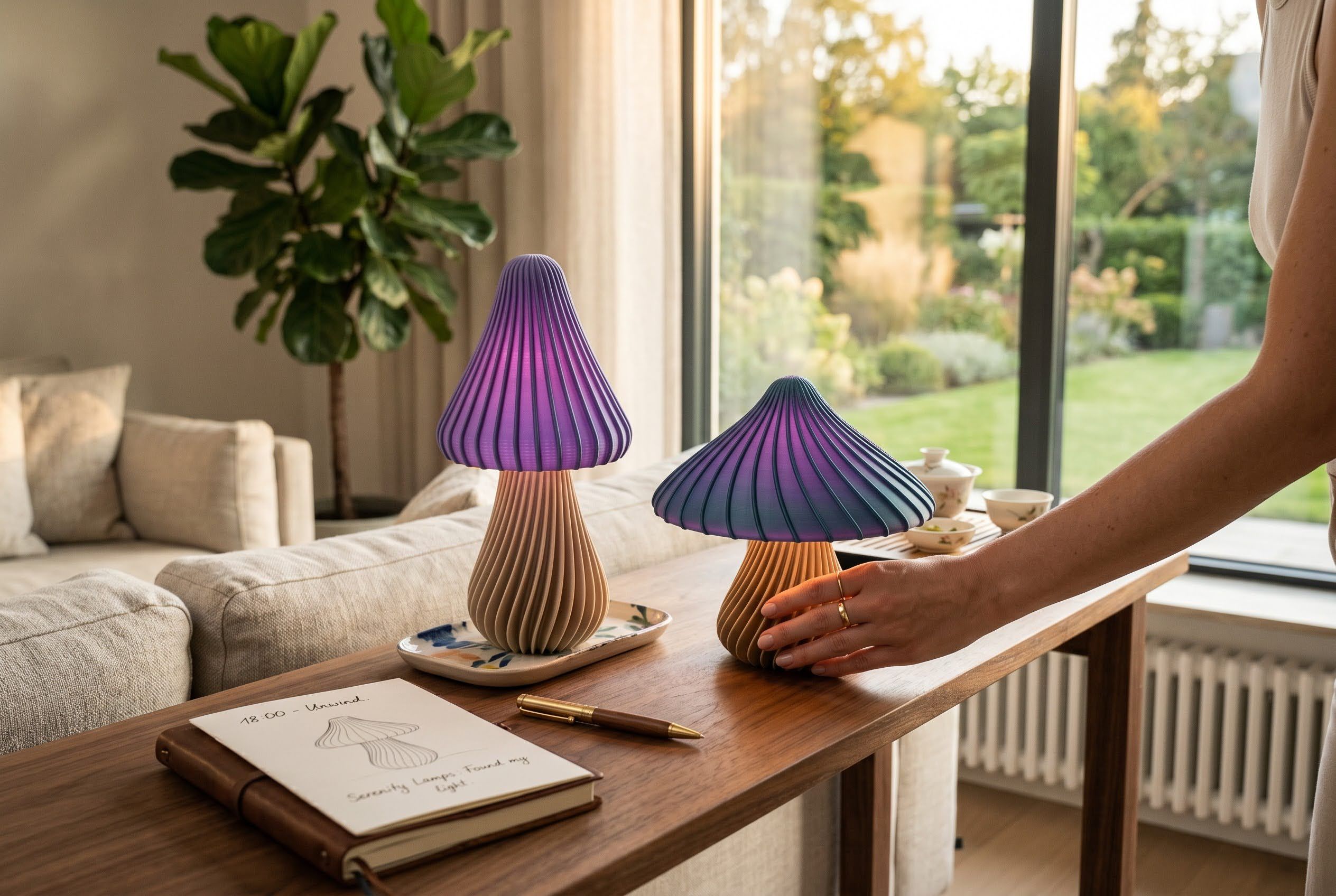 Retro Lampe - Pilz Tischlampe - Nachttischlampe - Minimalistische Wohndekoration - Lila – 3D gedrucktes Dekoration & Wohnen aus PLA