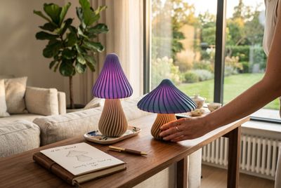 Retro Lampe - Pilz Tischlampe - Nachttischlampe - Minimalistische Wohndekoration - Lila – 3D gedrucktes Dekoration & Wohnen aus PLA
