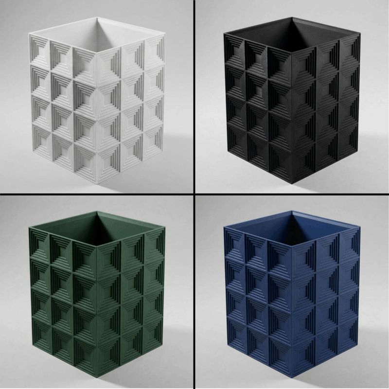 GeoStep No. 2 | Skulpturale Design-Vase (niedrig)