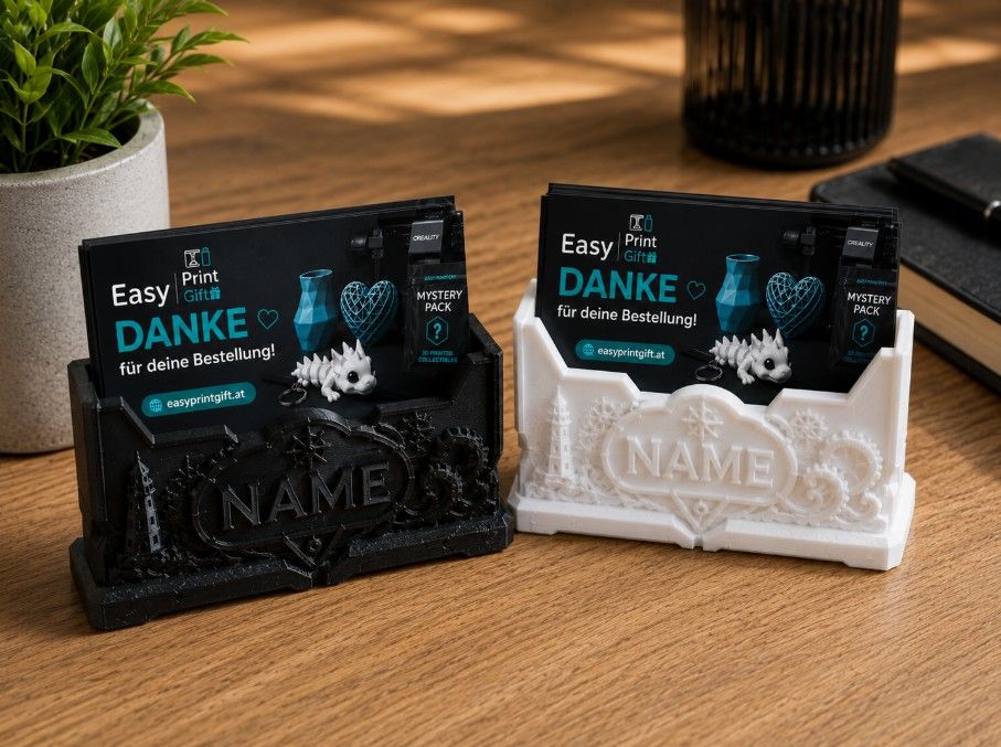 Personalisierter Visitenkartenhalter | Eigener Name & Wunschdesign | Schreibtisch Organizer