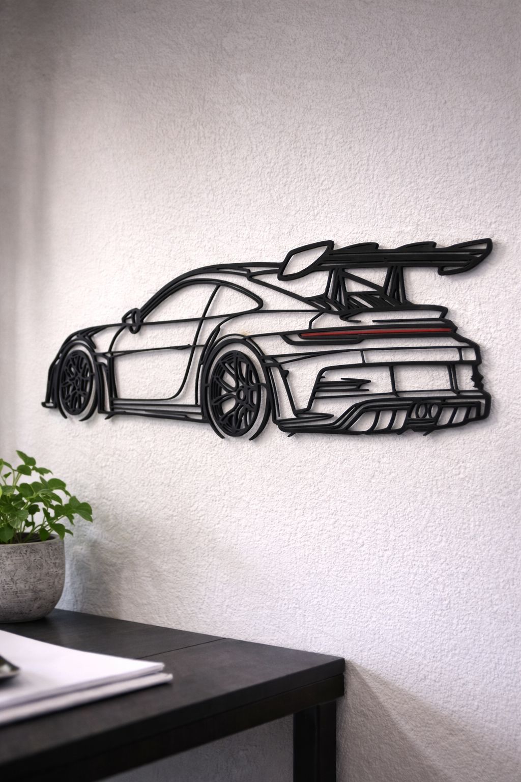 3D Auto Wandbild – Sportwagen Wanddeko aus PLA – Modernes Auto Design – Geschenk für Autoliebhaber