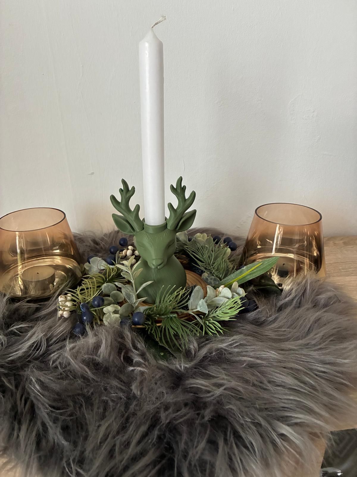 Moderner Hirschkopf Kerzenständer | Deko für Herbst & Weihnachten in Wunschfarbe