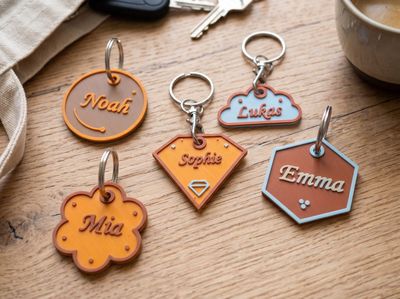 Schlüsselanhänger mit Name Personalisiertes 3D-Druck- Namensschild in verschiedenen Formen