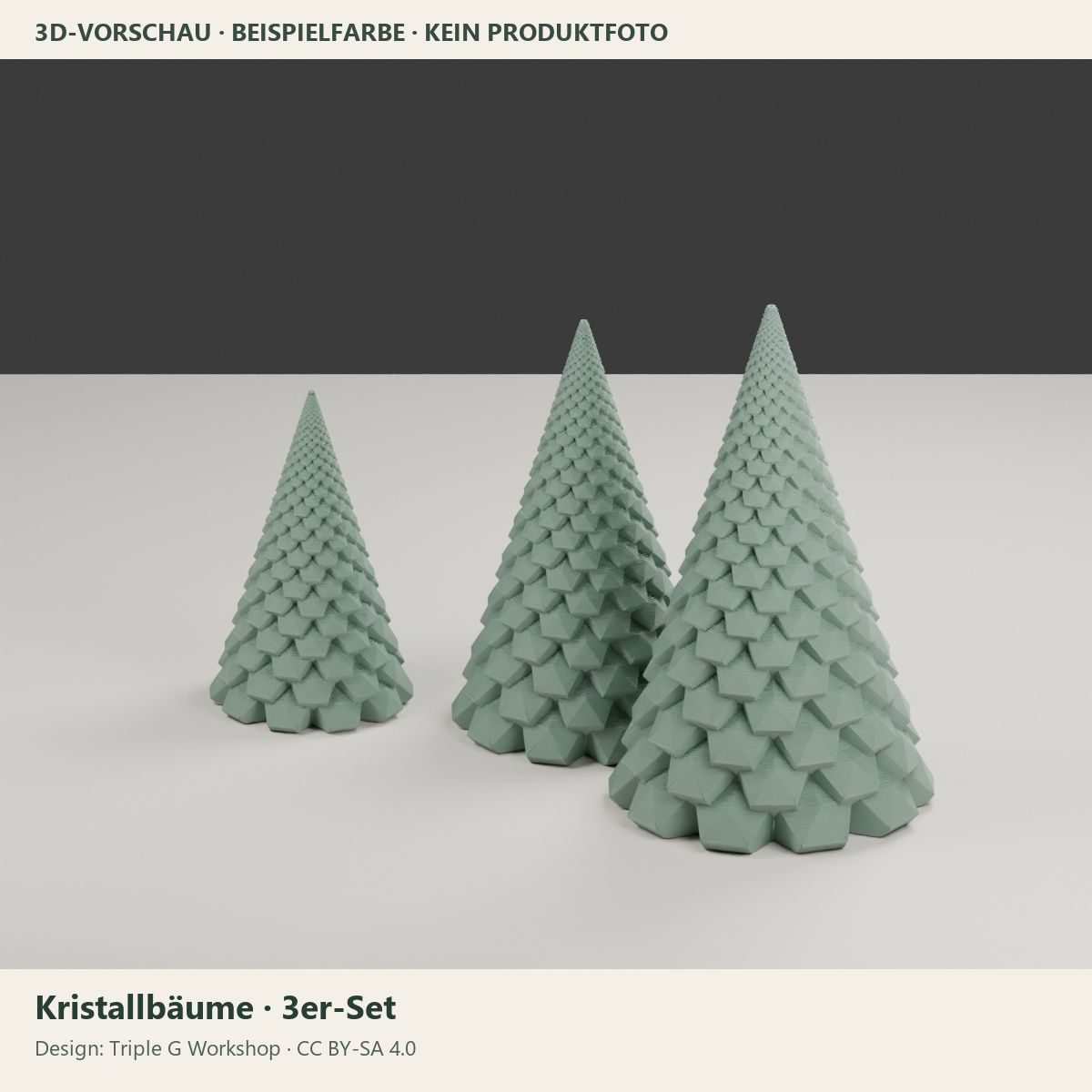 Kristallbäume – dekoratives 3er-Set, 10 / 13 / 16 cm