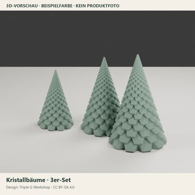 Kristallbäume – dekoratives 3er-Set, 10 / 13 / 16 cm