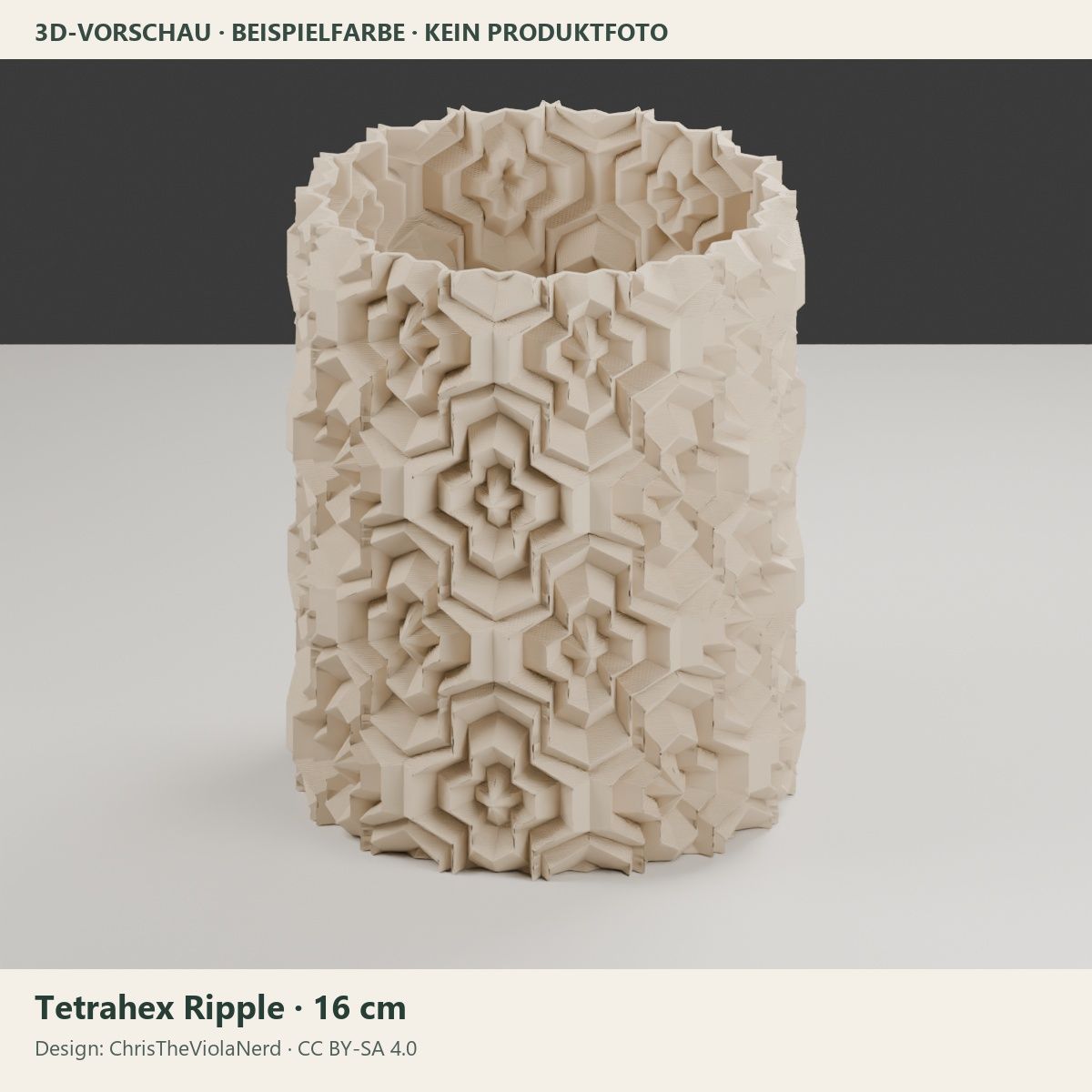 Tetrahex Ripple – geometrische Dekovase, 16 cm