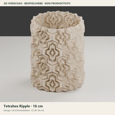 Tetrahex Ripple – geometrische Dekovase, 16 cm