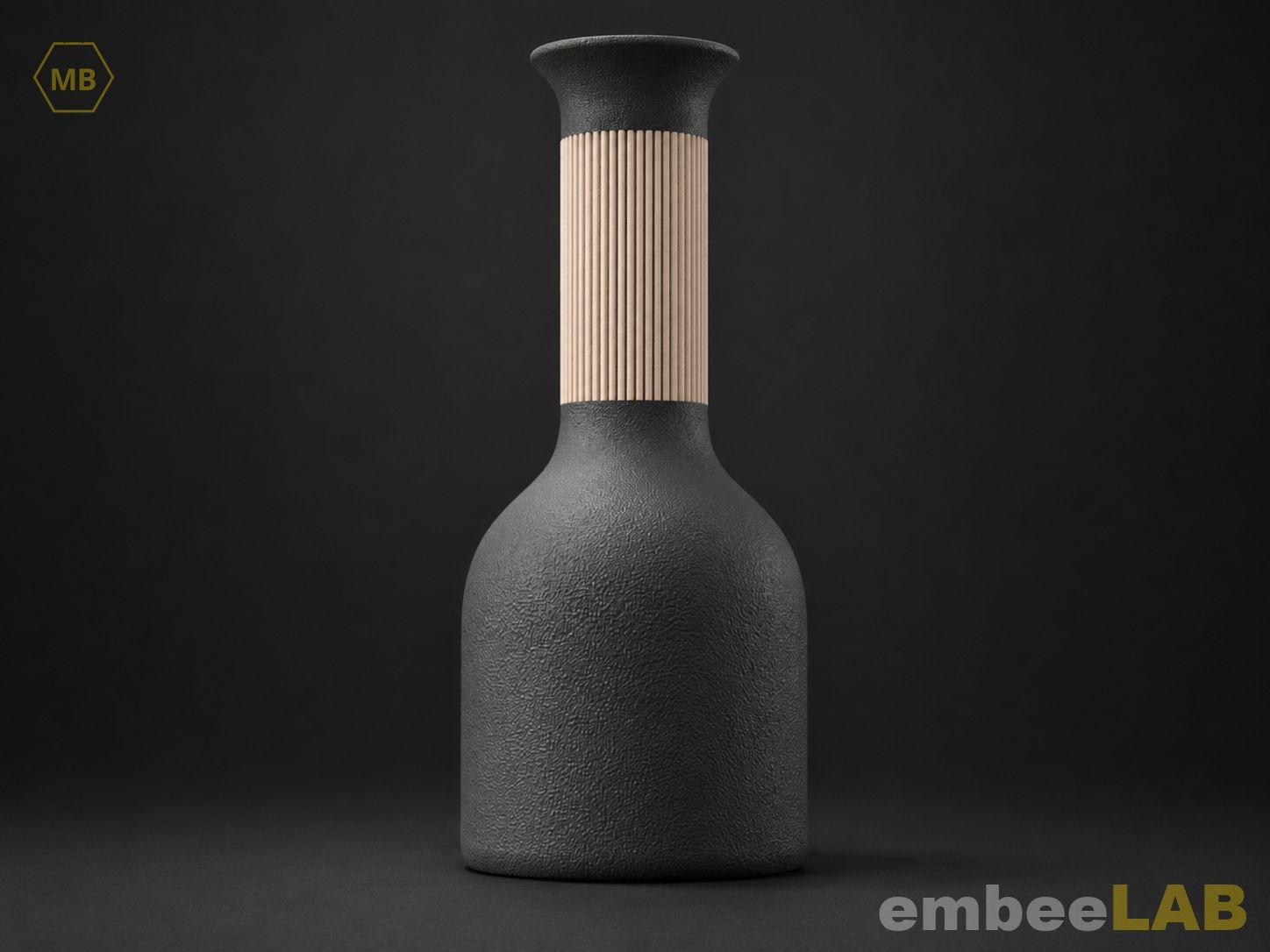 Bodenvase kanneliert – große Vase für Trockenblumen, Japandi Hoji, Ø 10 x 24,5 cm