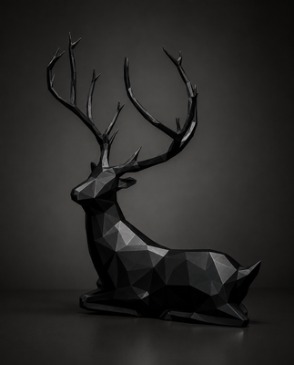 Schwarzer Low-Poly Hirsch – Moderne Eleganz für dein Zuhause – 3D gedrucktes Sonstiges aus PLA