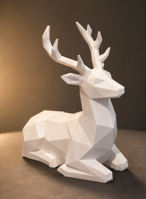 Low Poly Hirsch – Sitzend – 3D gedrucktes Dekoration & Wohnen aus PLA