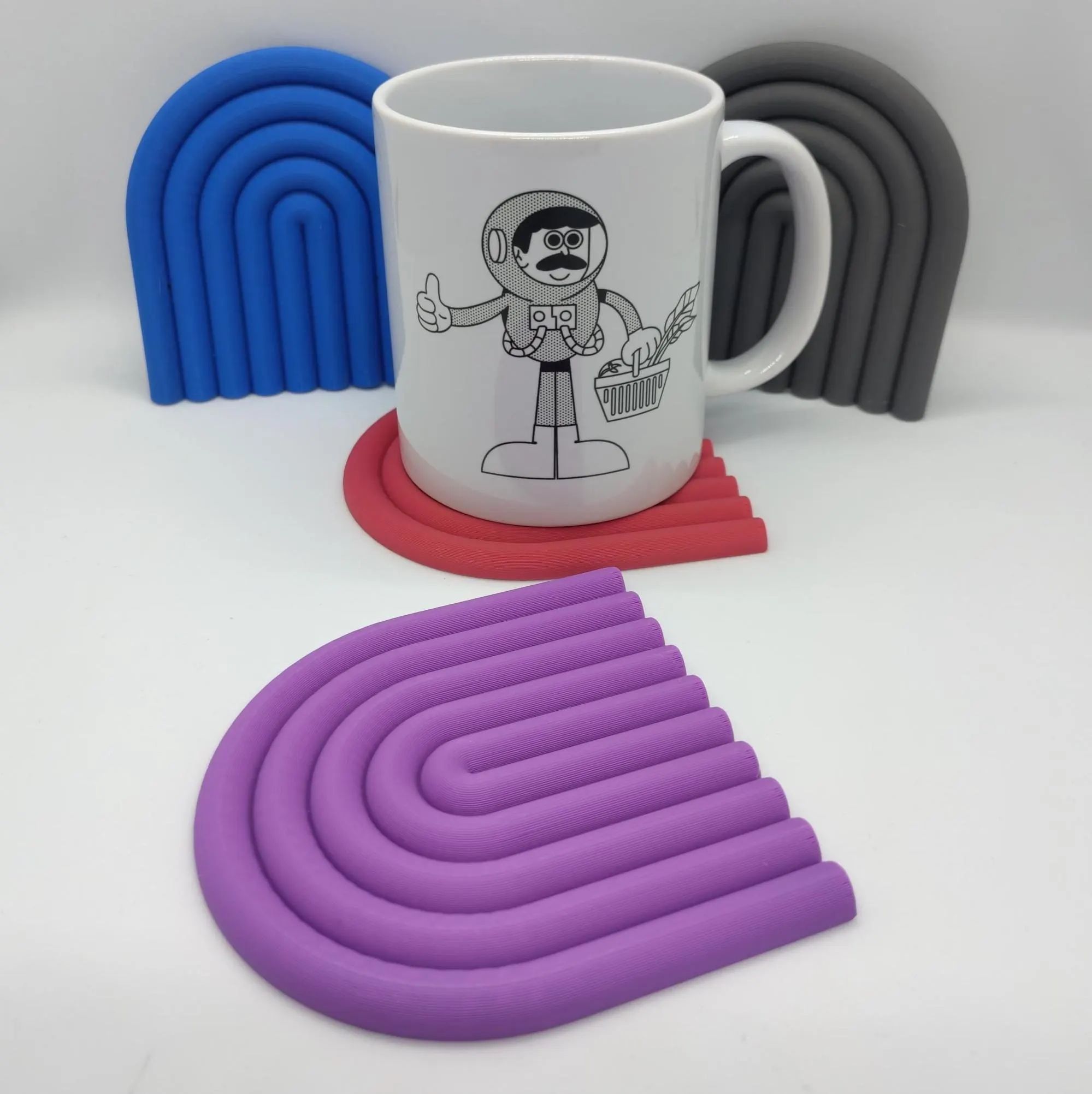 4er-Set Regenbogen Untersetzer 3D gedruckt aus PLA